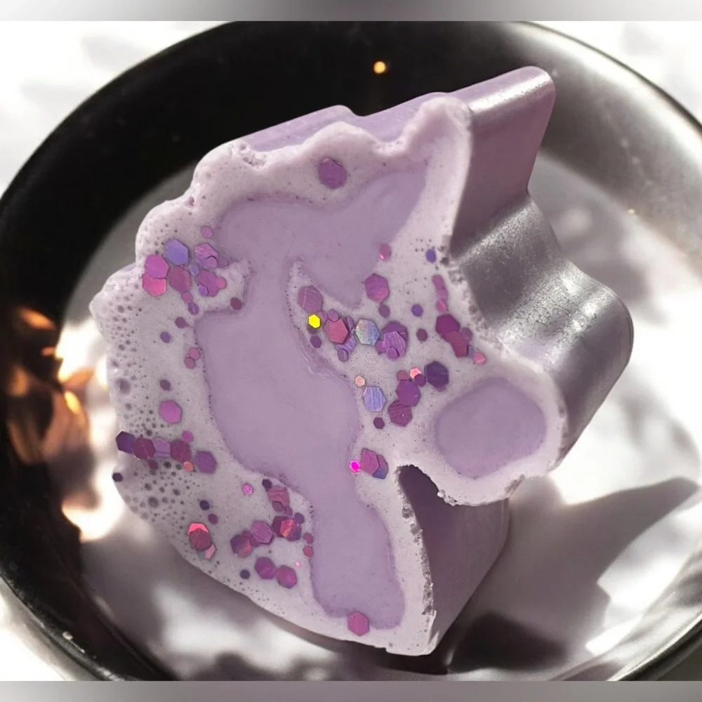 Vanilla sugar shimmer soap handmade Purple Unicorn 3x2in 6oz shea butter based